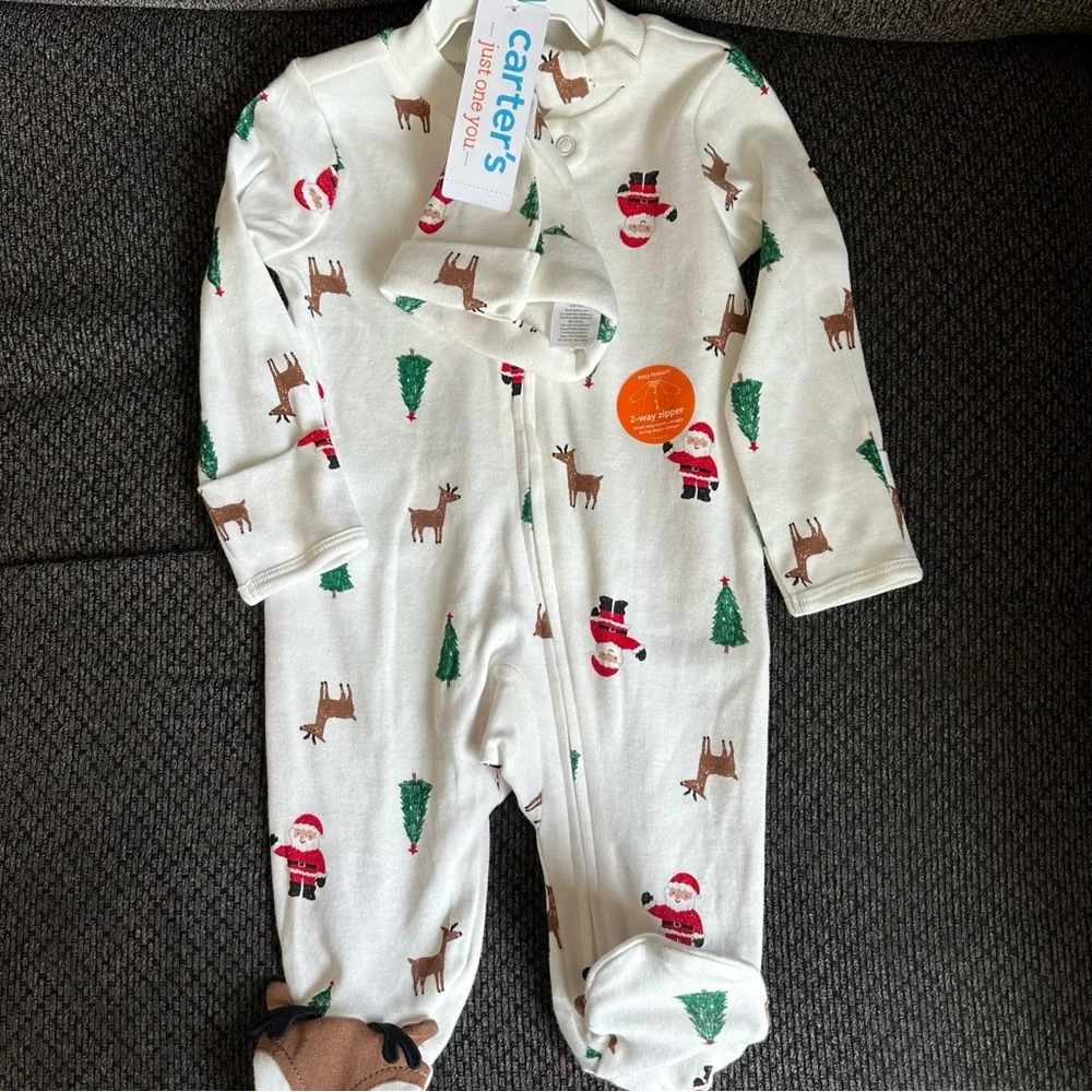 Carter's Baby Christmas Reindeer Santa Sleep N' Play - White 3M